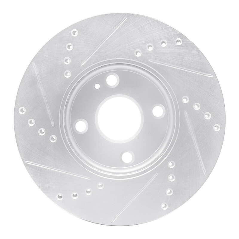 Mazda 2 Brake Rotor (1) - Front Right - R1 Concepts - Drilled & Slotted - Silver - `16-`25